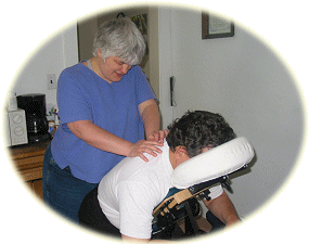 Bea Furman performing a chair massage